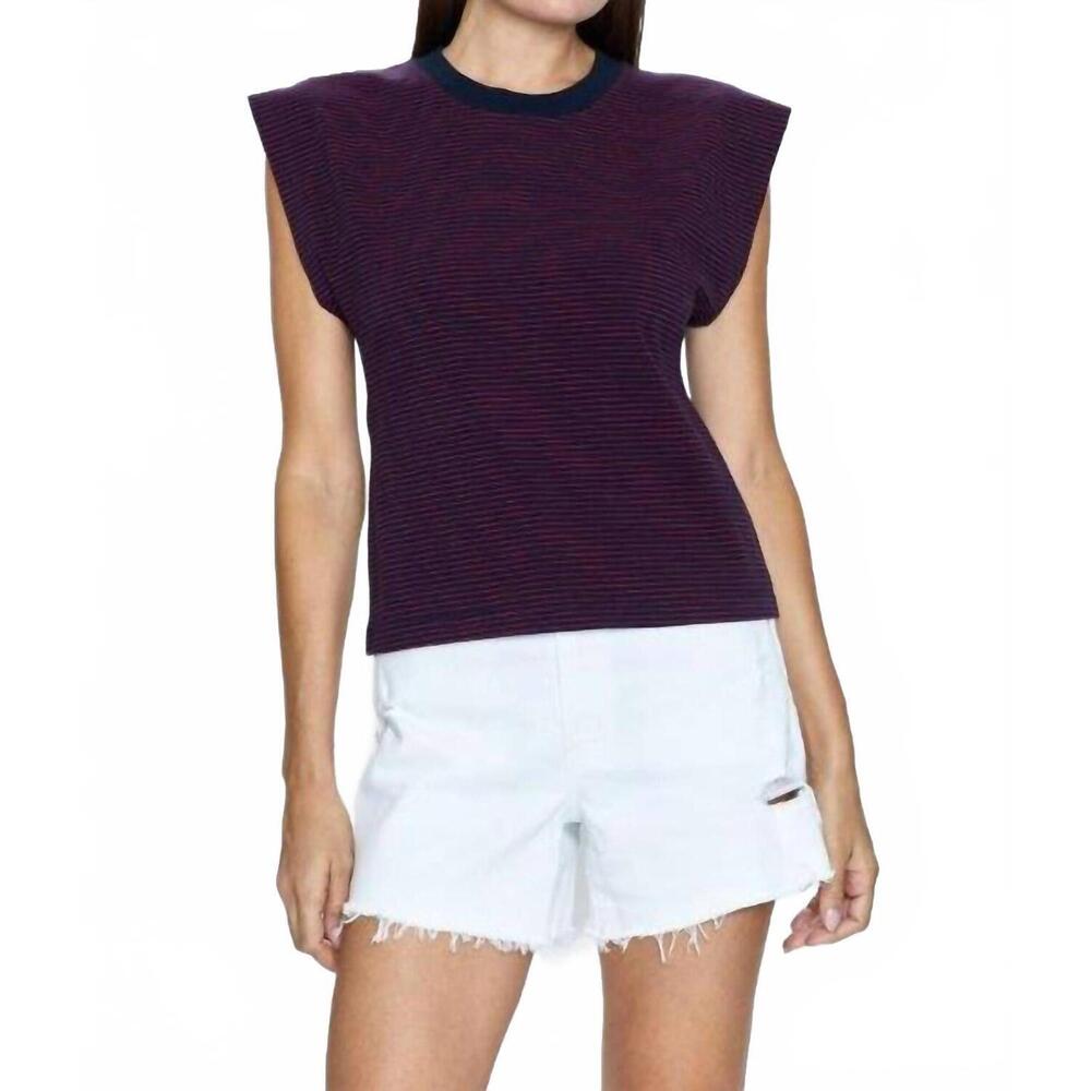 NEW PISTOLA marina wide shoulder muscle tee top in mariners stripe